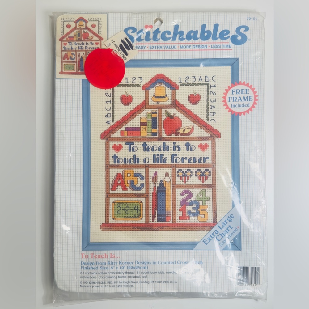 Vintage 1994 Dimensions Stitchables Counted Cross Stitch Kit Includes Frame